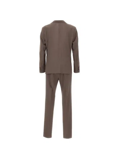 Manuel Ritz Logo-pin Patch-pocket Suit In Brown