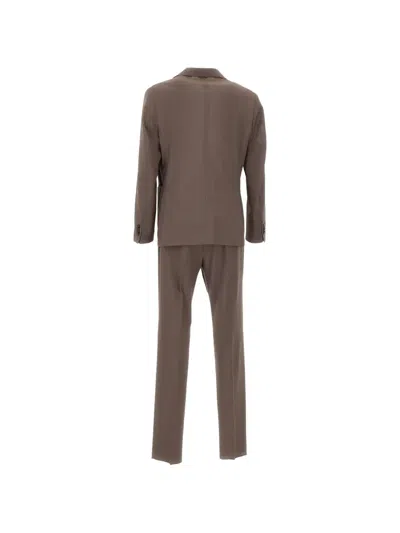 Manuel Ritz Logo-pin Patch-pocket Suit In Brown
