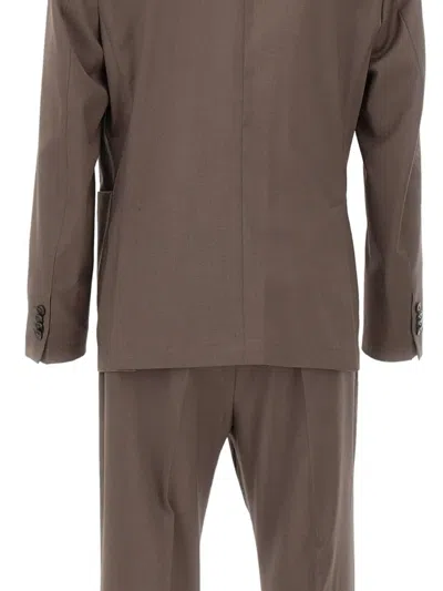 Manuel Ritz Logo-pin Patch-pocket Suit In Brown