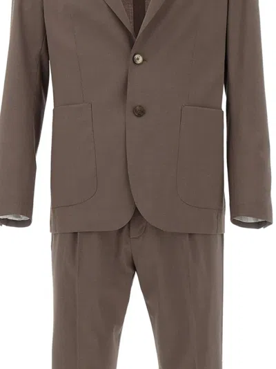 Manuel Ritz Logo-pin Patch-pocket Suit In Brown