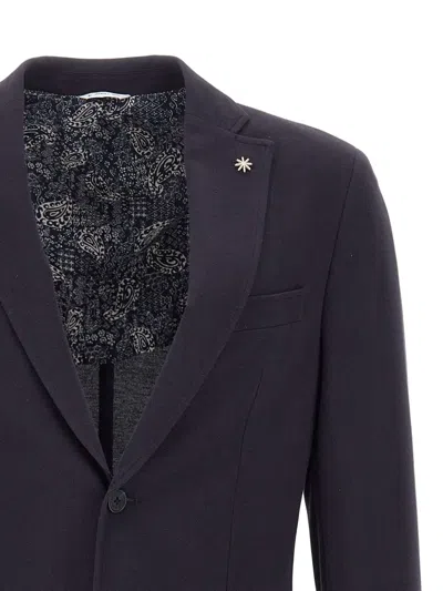 Manuel Ritz Patch-pocket Star-pin Blazer In Blue
