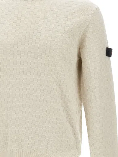Peuterey Checked-weave Logo-patch Sweater In Neutral