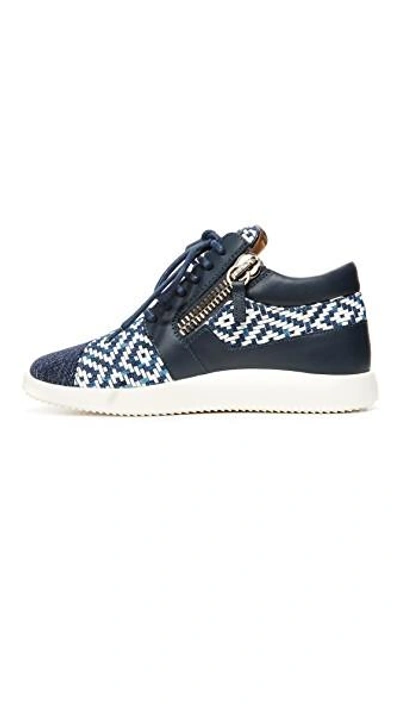 Shop Giuseppe Zanotti Lace Up Sneakers In Navy
