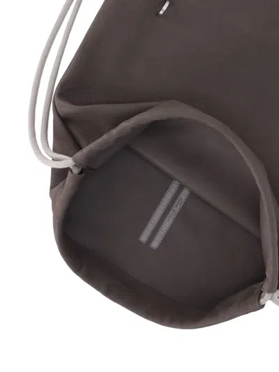 Rick Owens Drawstring Leather Backpack In Brown