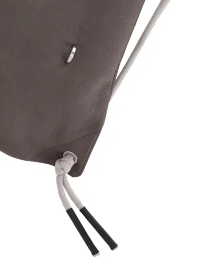 Rick Owens Drawstring Leather Backpack In Brown