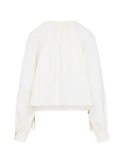 Co Drawstring Gathered Blouse In White
