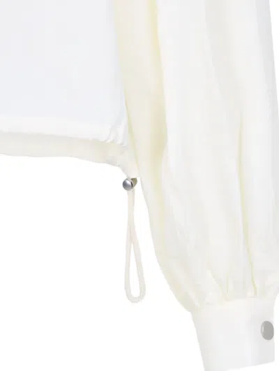 Co Drawstring Gathered Blouse In White