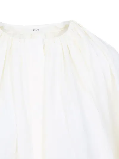 Co Drawstring Gathered Blouse In White