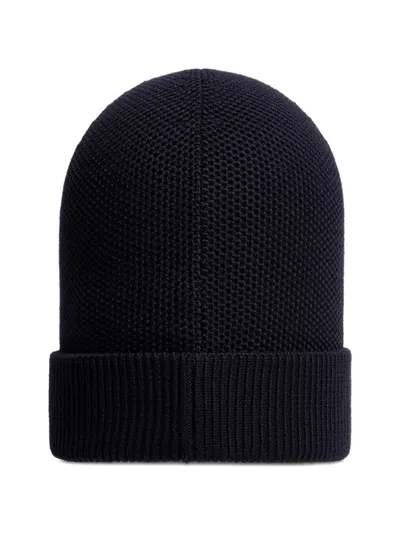Moncler Logo Patch Beanie In Black