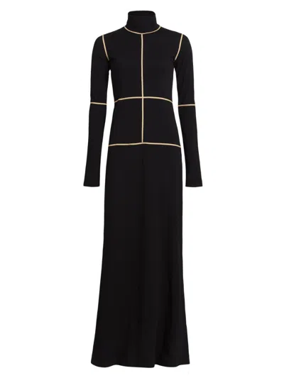 Mm6 Maison Margiela Contrast Seam Long Sleeve Turtleneck Dress In Black