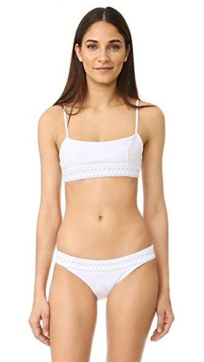 Shop Dion Lee Laced Coil Bikini Bottoms In White