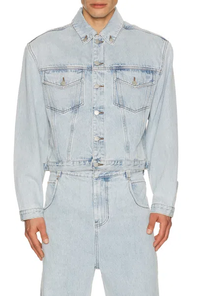 Entire Studios Shrunken Denim Jacket In Blue