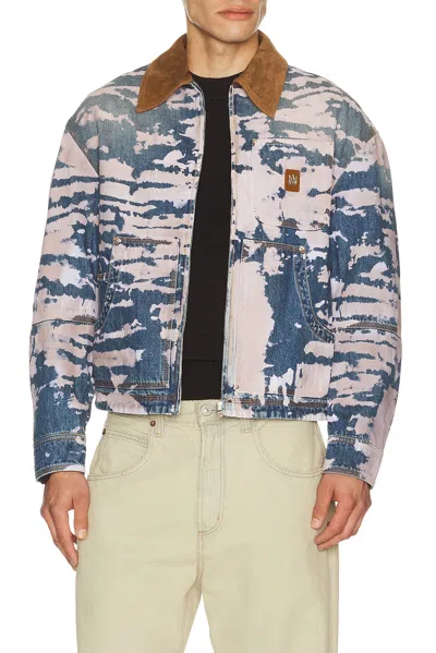 Amiri Bleached Work Denim Jacket In Blue