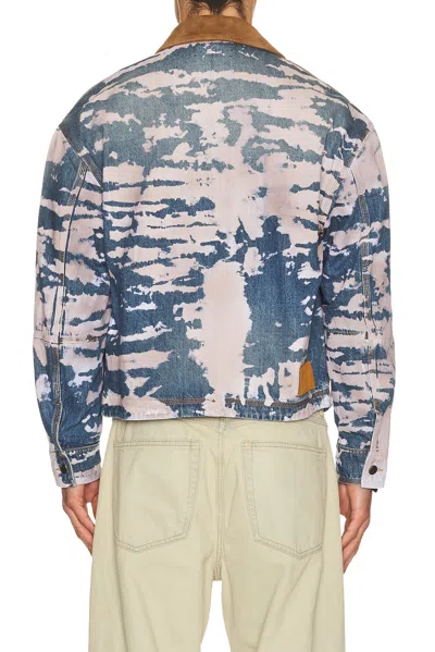 Amiri Bleached Work Denim Jacket In Blue