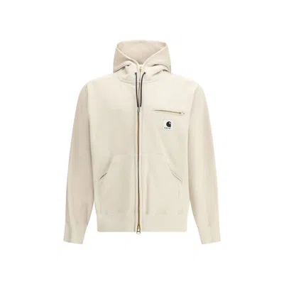Sacai Off-white Carhartt Wip Edition Cotton Jersey Hoodie In Neutral