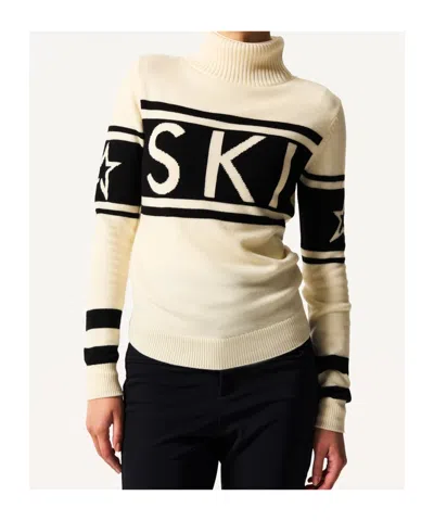 Perfect Moment Schild Intarsia Merino Wool Turtleneck Sweater In Neutral