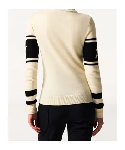 Perfect Moment Schild Intarsia Merino Wool Turtleneck Sweater In Neutral