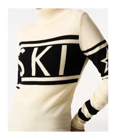 Perfect Moment Schild Intarsia Merino Wool Turtleneck Sweater In Neutral