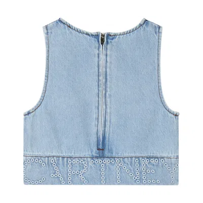 Stella Mccartney Denim Crop Top In Blue