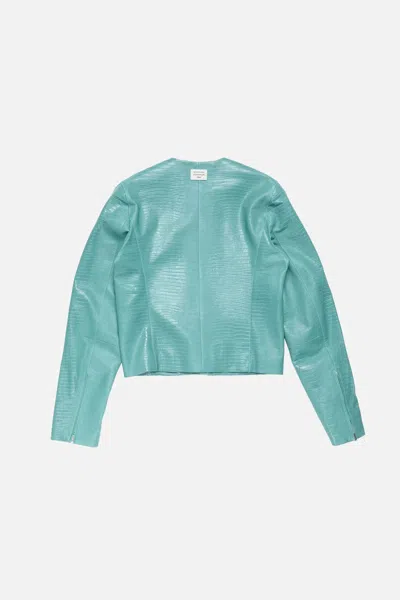 Acne Studios Long-sleeved Leather Jacket In Blue