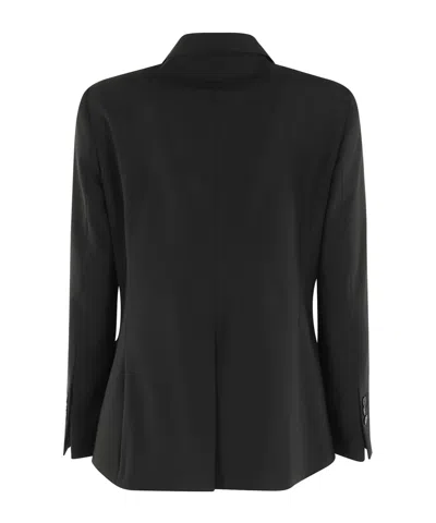 Seventy Black Double-breasted Peaked-lapels Wool Suit In Black