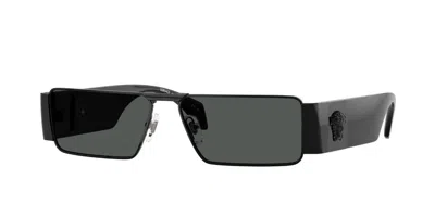 Versace 57mm Rectangular Sunglasses In Black