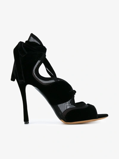 Shop Tabitha Simmons Black Freya 120 Suede Lace Up Sandals