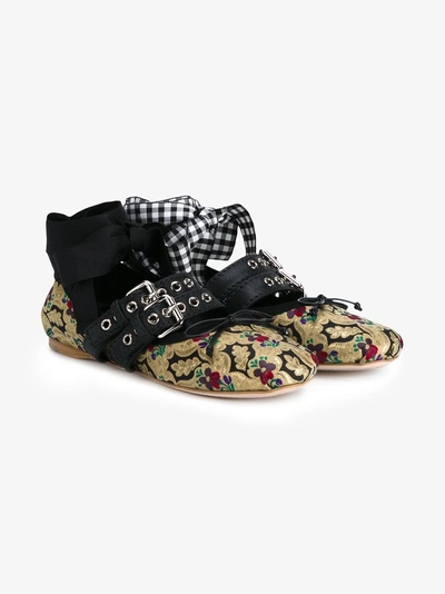 Shop Miu Miu Brocade Ballerinas In Multicolour