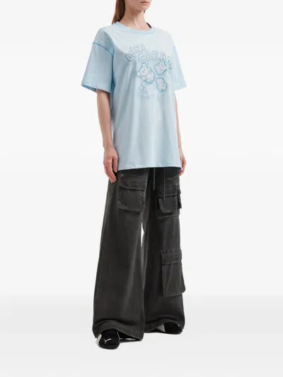 Mini Cream Cloud-print T-shirt In Blue