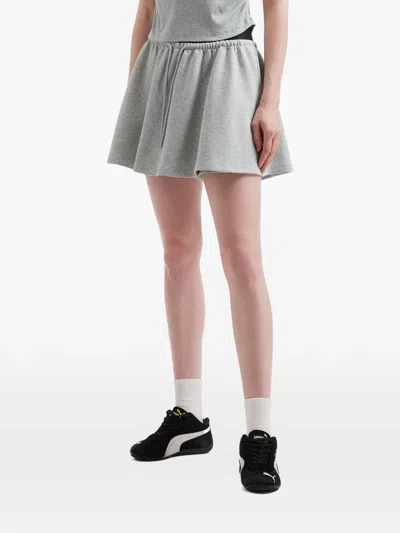 Mini Cream Drawstring Skirt In Gray