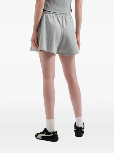 Mini Cream Drawstring Skirt In Gray