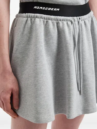 Mini Cream Drawstring Skirt In Gray