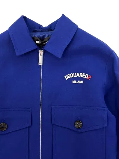 Dsquared2 Logo-print Jacket In Blue