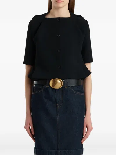 Khaite Franc Folded-neckline Button-fastening Jacket In Black