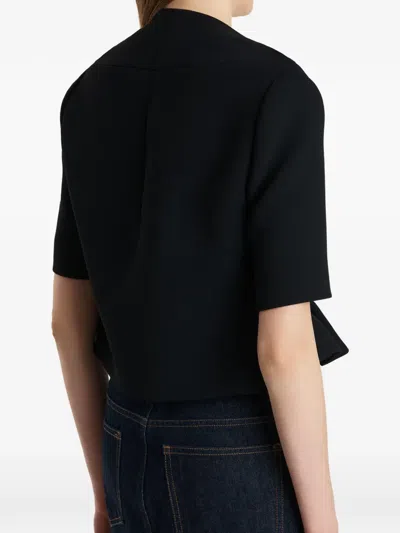 Khaite Franc Folded-neckline Button-fastening Jacket In Black