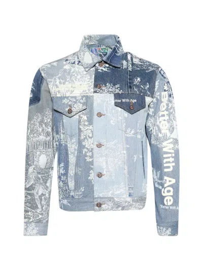 Better With Age Teresa Patchwork Buttoned Jacket In Blue