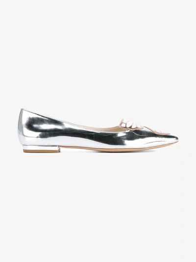 Shop Sophia Webster Silver Bibi Butterfly Ballet Flats In Metallic