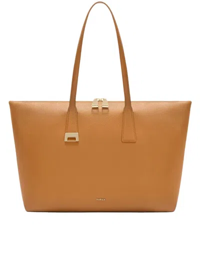 Furla Olivia Borsa Shopping L Tabacco Marrone Pelle Di Vitello Granata Donna In Brown