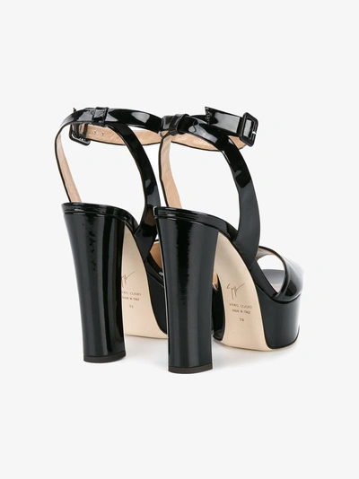 Shop Giuseppe Zanotti Design Black Patent Betty 130 Sandals