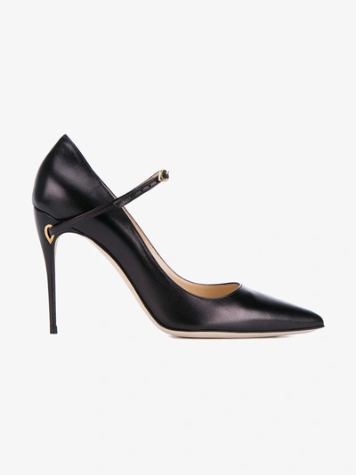 Shop Jennifer Chamandi Black Lorenzo 105 Leather Pumps