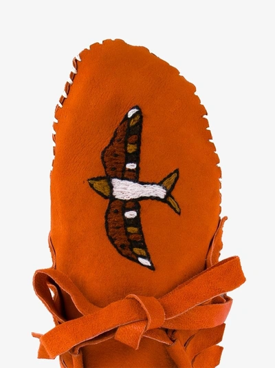 Shop Brother Vellies Embroidered Moccasins In Orange