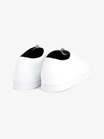Shop Stella Mccartney Medusa Zip Loafers In White