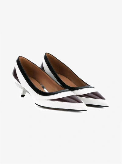 Shop Marni Tri Colour Panelled 50 Leather Pumps In White