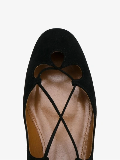 Shop Aquazzura Black Dancer Suede Ballet Flats