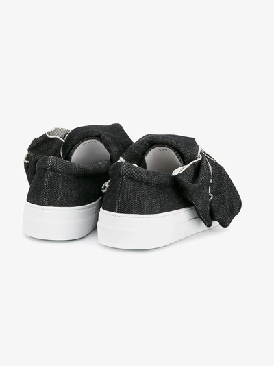 Shop Joshua Sanders Denim Bow Leather And Cotton Sneakers