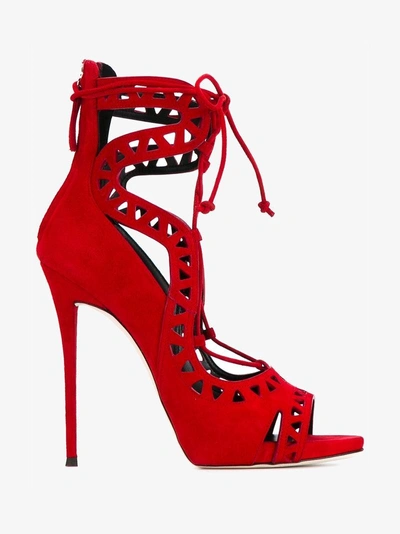 Shop Giuseppe Zanotti Design Red Suede Tattoo 130 Sandals