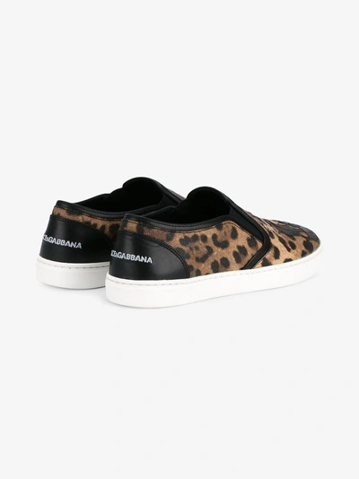 Shop Dolce & Gabbana Leopard Slip On Leather Sneakers In Nude&neutrals
