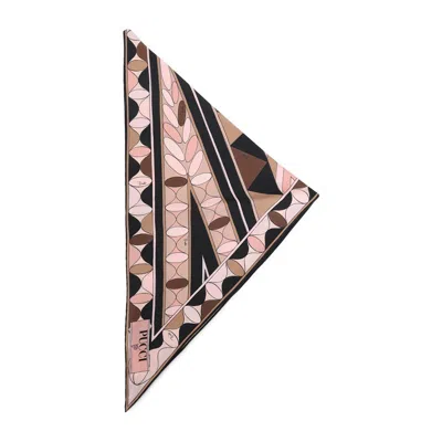 Pucci Silk Scarf Geometric Pattern Triangular Shape In Multi