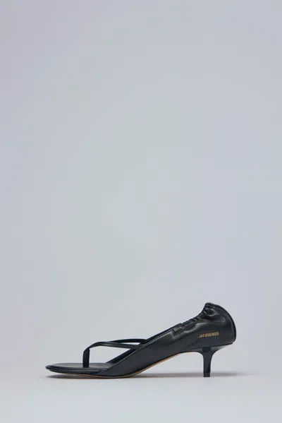 Jacquemus Nu Pieds B Open Toe Kitten Heel Sandals In Black