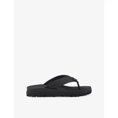 Prada Soft Cage Thong Sandals Rubber Sole In Black